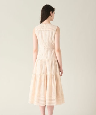 GRACE CONTINENTAL ストライプレースフレアドレス ベージュ