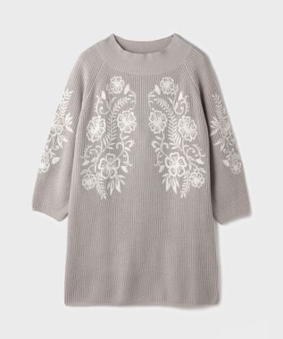 GRACE CONTINENTAL エンブロイダリーニットワンピース グレー