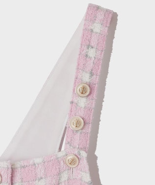 GRACE CONTINENTAL チェックツイードサロペット ピンク