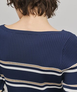 GRACE CONTINENTAL ラメボーダーニットトップ ネイビー