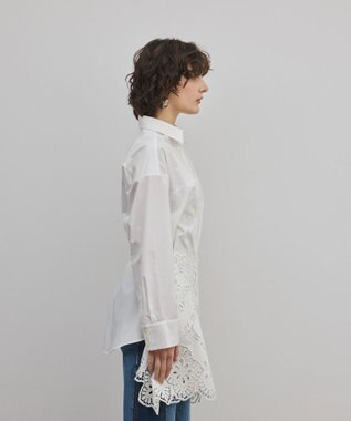 GRACE CONTINENTAL カット刺繍イレギュラーシャツ ホワイト