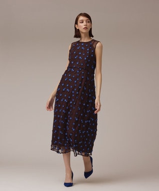 GRACE CONTINENTAL バイカラーレースワンピース ブラウン