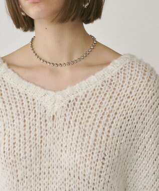 GRACE CONTINENTAL スパンコール畦ニットトップ ホワイト