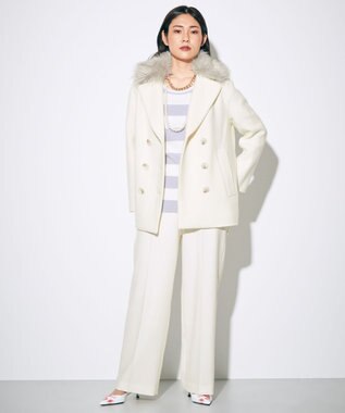 GRACE CONTINENTAL ウールストレッチセミワイドパンツ ホワイト