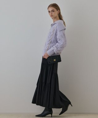 GRACE CONTINENTAL ヘアリーニットコクーンジャケット ラベンダー