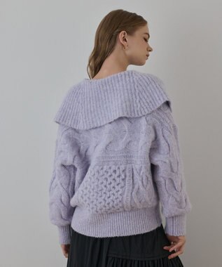 GRACE CONTINENTAL ヘアリーニットコクーンジャケット ラベンダー