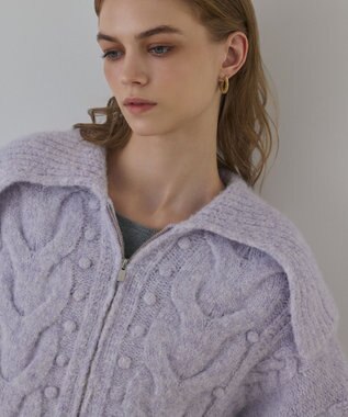 GRACE CONTINENTAL ヘアリーニットコクーンジャケット ラベンダー