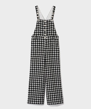 GRACE CONTINENTAL チェックツイードサロペット ブラック