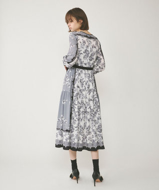 GRACE CONTINENTAL フラワーパネルプリントワンピース ブラック