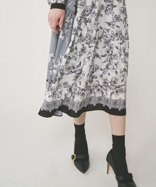 GRACE CONTINENTAL フラワーパネルプリントワンピース ブラック