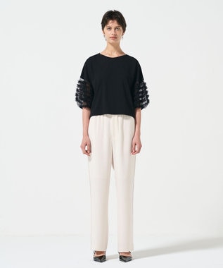 GRACE CONTINENTAL チュールフリルスリーブトップ ブラック