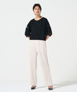 GRACE CONTINENTAL チュールフリルスリーブトップ ブラック