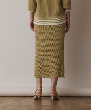 GRACE CONTINENTAL メッシュタイトニットスカート イエロー