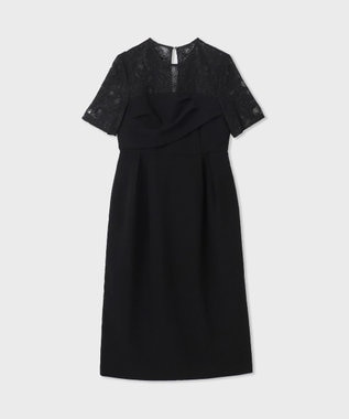 【極美品】グレースクラス タックトリアセドレス リボンベルト付き ブラック M トリアセリボンベルトジャケット / GRACE CONTINENTAL | GRACE
