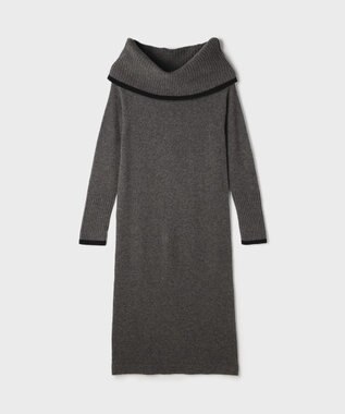 GRACE CONTINENTAL バイカラーオフショルニットワンピース グレー