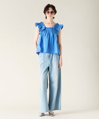 GRACE CONTINENTAL ショルダーフリルトップ ブルー