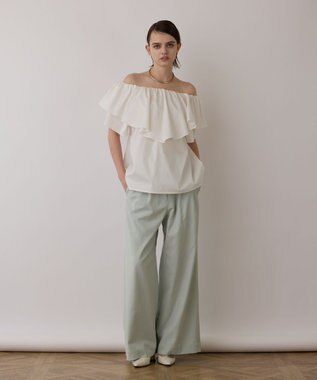 GRACE CONTINENTAL ストレッチワイドパンツ グリーン