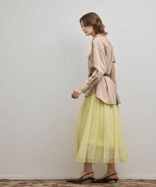 GRACE CONTINENTAL フロッキードットプリーツスカート イエロー