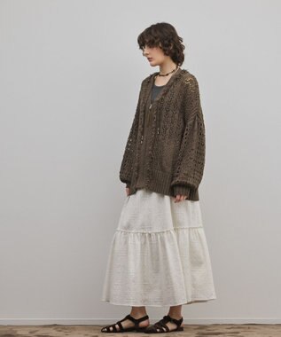 GRACE CONTINENTAL zipミドルニットカーディガン ブラウン