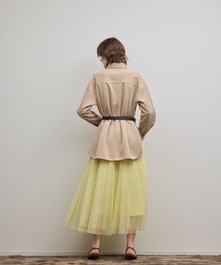 GRACE CONTINENTAL フロッキードットプリーツスカート イエロー