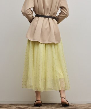 GRACE CONTINENTAL フロッキードットプリーツスカート イエロー