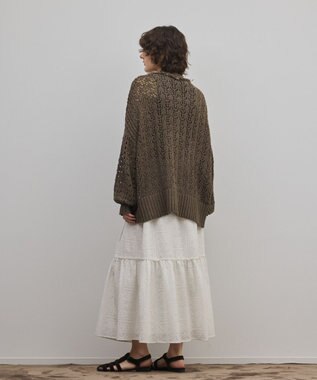 GRACE CONTINENTAL zipミドルニットカーディガン ブラウン