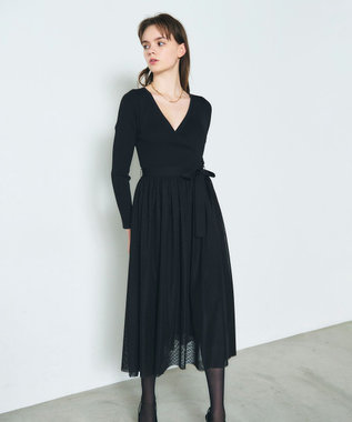 GRACE CONTINENTAL チュールコンビニットワンピース ブラック