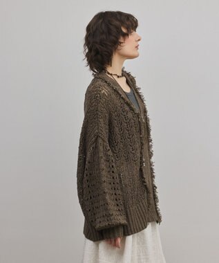 GRACE CONTINENTAL zipミドルニットカーディガン ブラウン