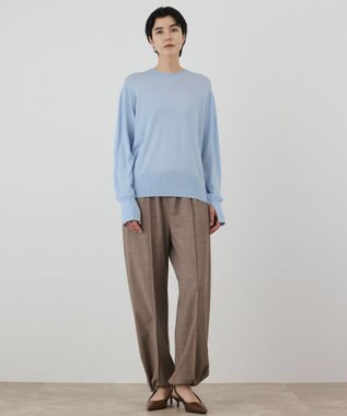 GRACE CONTINENTAL ウールシルククルーニットトップス サックス