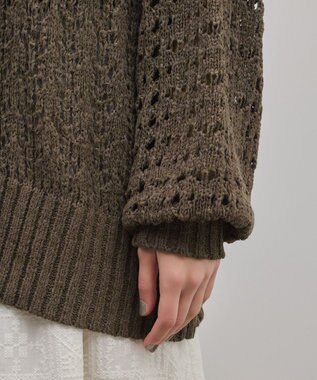 GRACE CONTINENTAL zipミドルニットカーディガン ブラウン