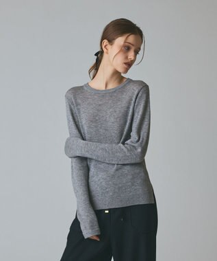 GRACE CONTINENTAL ボウ付ニットトップ グレー