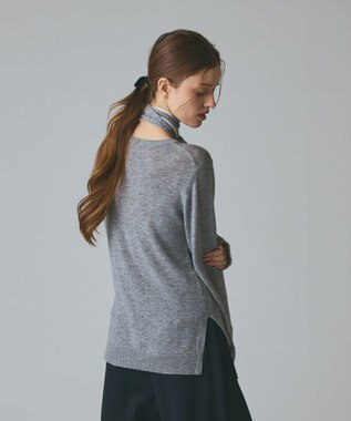 GRACE CONTINENTAL ボウ付ニットトップ グレー