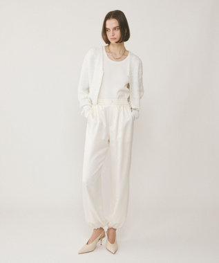 GRACE CONTINENTAL ツイードニットzipカーディガン ホワイト