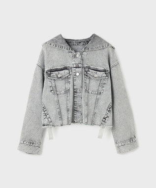 GRACE CONTINENTAL フードジップデニムジャケット グレー