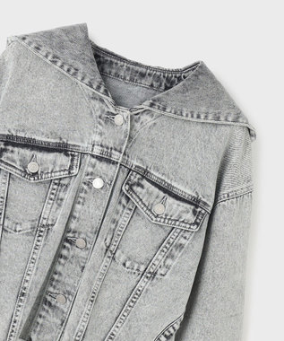 GRACE CONTINENTAL フードジップデニムジャケット グレー