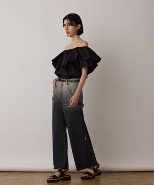 GRACE CONTINENTAL サス付zipデニムパンツ ブラック