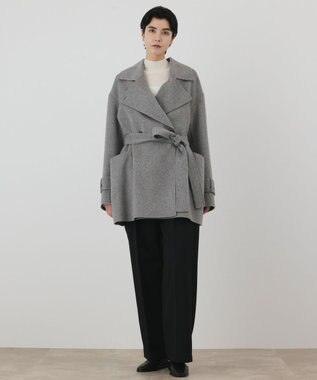 GRACE CONTINENTAL カシミヤ混リバーコート グレー