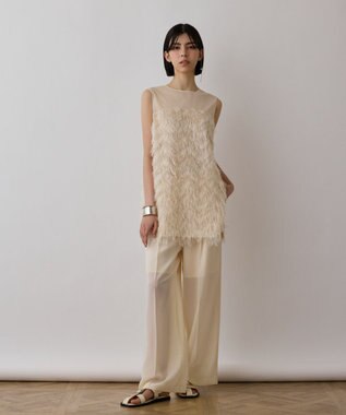 GRACE CONTINENTAL シアーフリンジノースリーブ キナリ