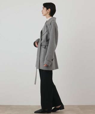 GRACE CONTINENTAL カシミヤ混リバーコート グレー