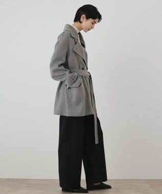 GRACE CONTINENTAL カシミヤ混リバーコート グレー