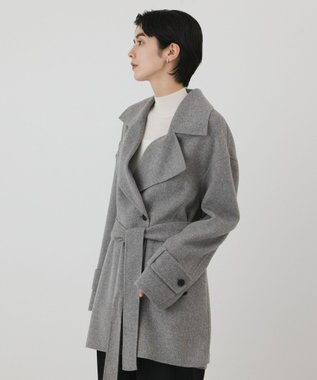 GRACE CONTINENTAL カシミヤ混リバーコート グレー