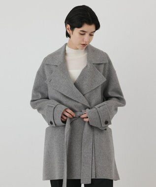 GRACE CONTINENTAL カシミヤ混リバーコート グレー