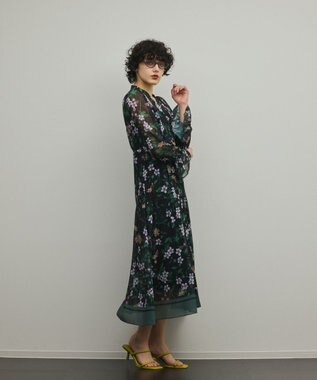 GRACE CONTINENTAL ドロストティアードフレアワンピース ブラック