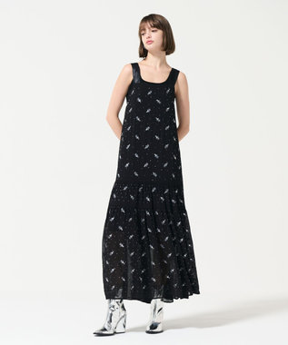 GRACE CONTINENTAL フラワー刺繍ノースリーブワンピース ブラック