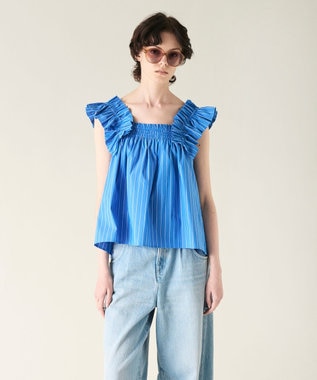 GRACE CONTINENTAL ショルダーフリルトップ ブルー