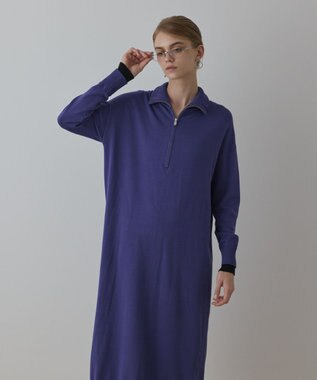 GRACE CONTINENTAL バイカラーストレートニットワンピース パープル