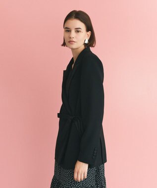 GRACE CONTINENTAL サテンボウ付テーラードジャケット ブラック