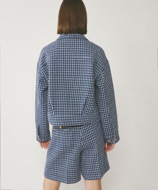 GRACE CONTINENTAL チェックツイードブルゾン ブルー