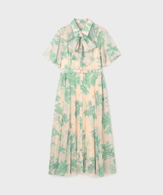 GRACE CONTINENTAL シャドーフラワープリントワンピース グリーン