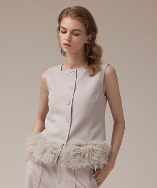GRACE CONTINENTAL チュールヘムカットトップ グレー